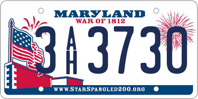 MD license plate 3AH3730