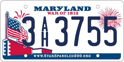 MD license plate 3AH3755
