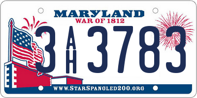 MD license plate 3AH3783