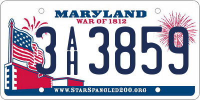 MD license plate 3AH3859