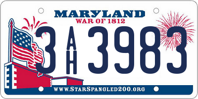 MD license plate 3AH3983