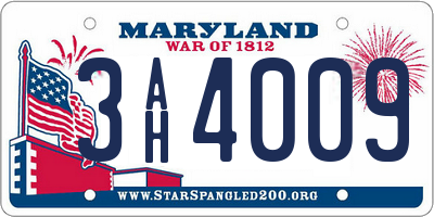 MD license plate 3AH4009