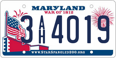 MD license plate 3AH4019