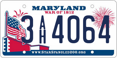 MD license plate 3AH4064