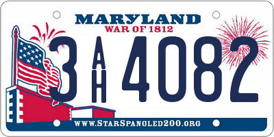 MD license plate 3AH4082