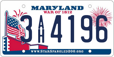 MD license plate 3AH4196