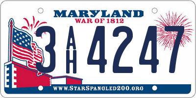MD license plate 3AH4247