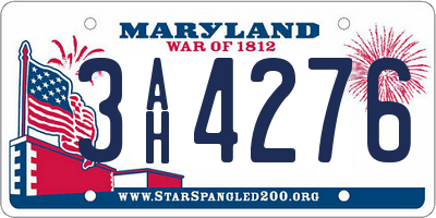 MD license plate 3AH4276