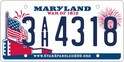 MD license plate 3AH4318
