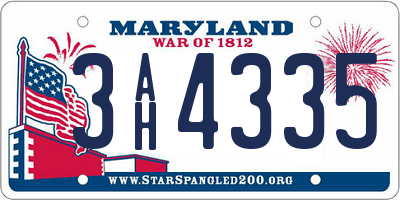 MD license plate 3AH4335