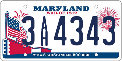 MD license plate 3AH4343