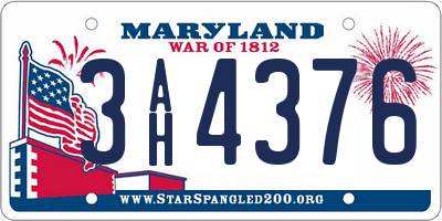 MD license plate 3AH4376