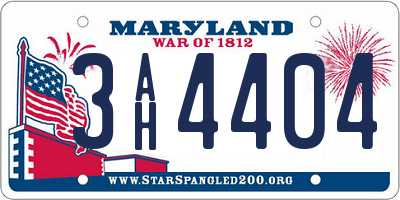 MD license plate 3AH4404