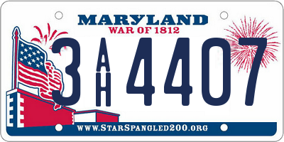 MD license plate 3AH4407