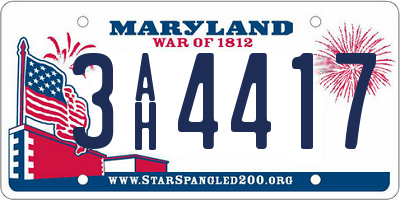 MD license plate 3AH4417