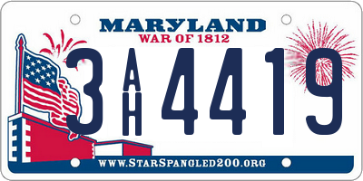 MD license plate 3AH4419