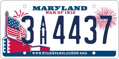 MD license plate 3AH4437