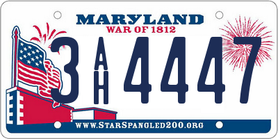 MD license plate 3AH4447