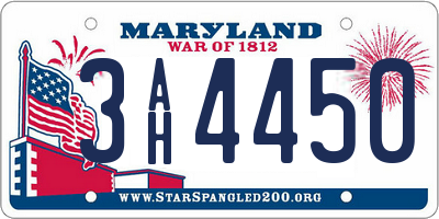 MD license plate 3AH4450