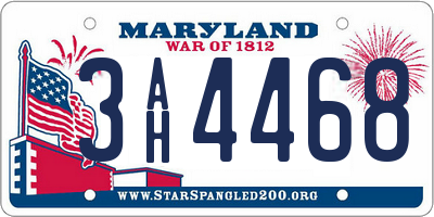MD license plate 3AH4468