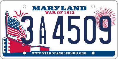 MD license plate 3AH4509