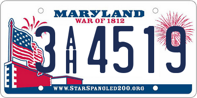 MD license plate 3AH4519