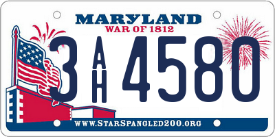 MD license plate 3AH4580