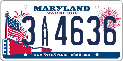 MD license plate 3AH4636