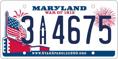 MD license plate 3AH4675