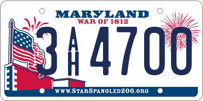 MD license plate 3AH4700