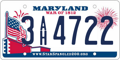 MD license plate 3AH4722