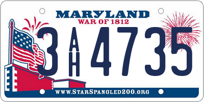 MD license plate 3AH4735