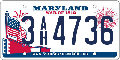 MD license plate 3AH4736