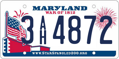 MD license plate 3AH4872