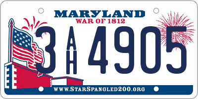 MD license plate 3AH4905