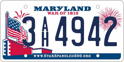 MD license plate 3AH4942