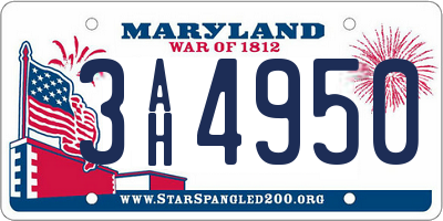 MD license plate 3AH4950