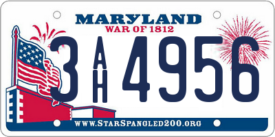 MD license plate 3AH4956