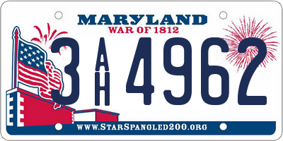 MD license plate 3AH4962