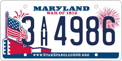 MD license plate 3AH4986