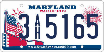 MD license plate 3AH5165