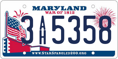 MD license plate 3AH5358