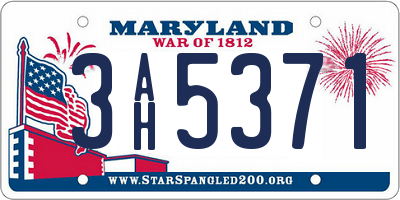 MD license plate 3AH5371