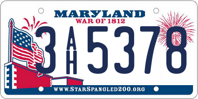 MD license plate 3AH5378