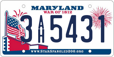 MD license plate 3AH5431