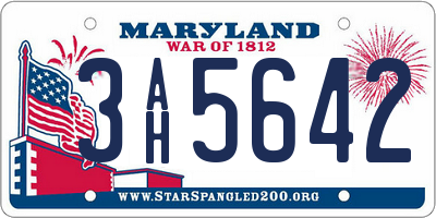 MD license plate 3AH5642