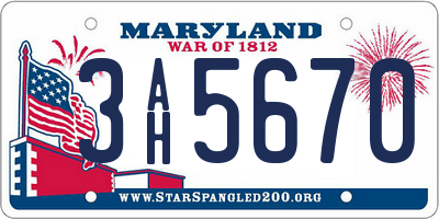 MD license plate 3AH5670