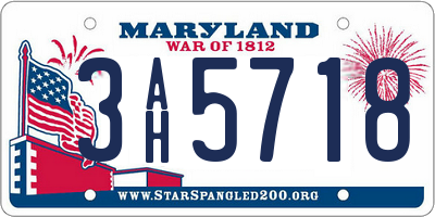 MD license plate 3AH5718