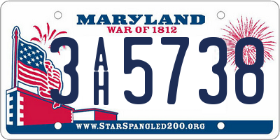 MD license plate 3AH5738
