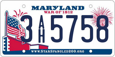 MD license plate 3AH5758